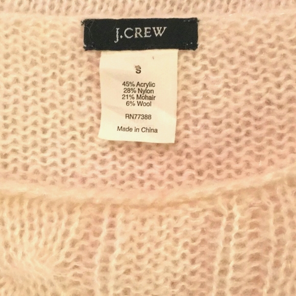 S J. CREW BARELY BLUSH WOOL & MOHAIR BLEND SEMI•SHEER DOLCE CABLE KNIT TOP - Picture 7 of 9